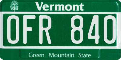 VT license plate OFR840