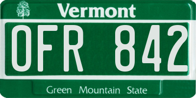 VT license plate OFR842