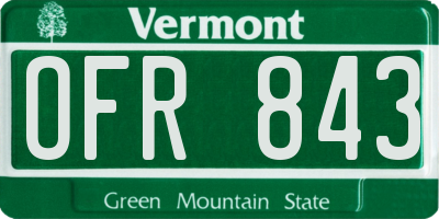 VT license plate OFR843