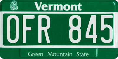 VT license plate OFR845