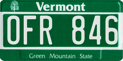 VT license plate OFR846