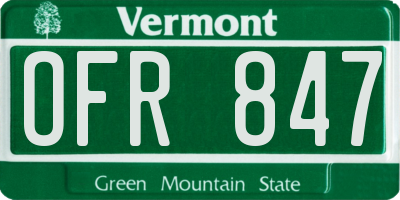 VT license plate OFR847
