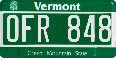 VT license plate OFR848