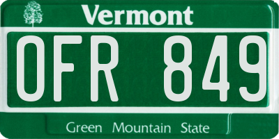 VT license plate OFR849
