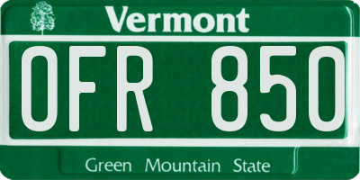 VT license plate OFR850