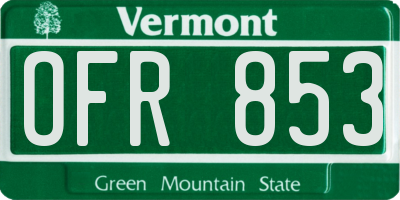 VT license plate OFR853