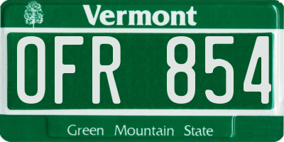VT license plate OFR854