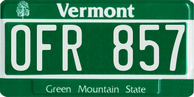 VT license plate OFR857