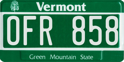 VT license plate OFR858