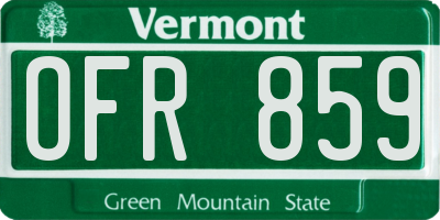 VT license plate OFR859