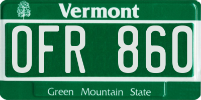 VT license plate OFR860