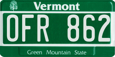 VT license plate OFR862