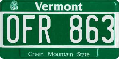 VT license plate OFR863