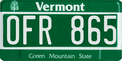 VT license plate OFR865