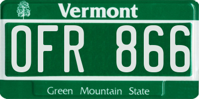 VT license plate OFR866