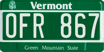 VT license plate OFR867