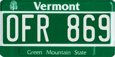 VT license plate OFR869