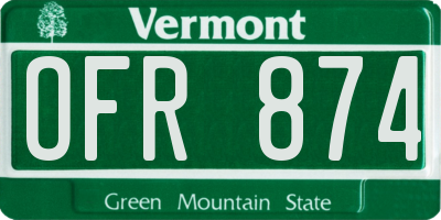 VT license plate OFR874