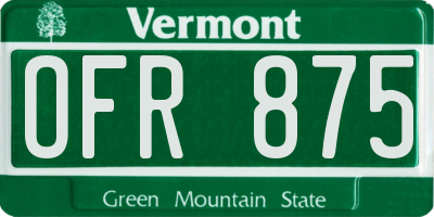 VT license plate OFR875