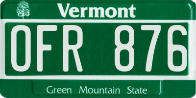 VT license plate OFR876