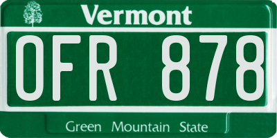 VT license plate OFR878