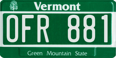 VT license plate OFR881