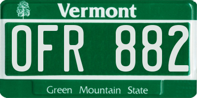 VT license plate OFR882