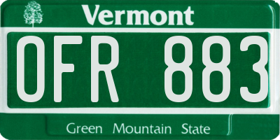 VT license plate OFR883