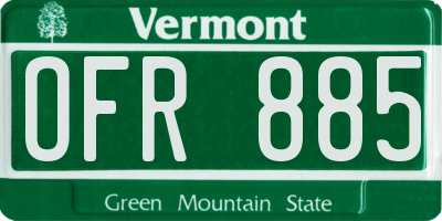 VT license plate OFR885