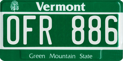 VT license plate OFR886