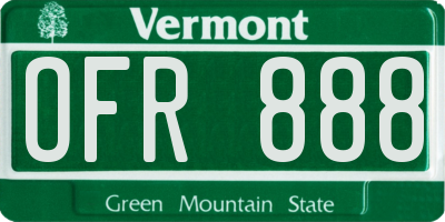 VT license plate OFR888