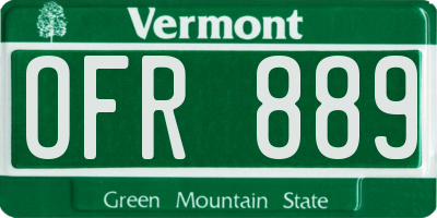 VT license plate OFR889