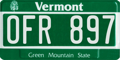 VT license plate OFR897