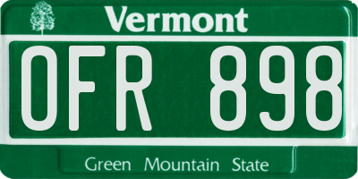 VT license plate OFR898
