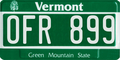VT license plate OFR899