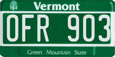 VT license plate OFR903