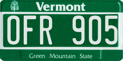 VT license plate OFR905