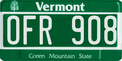 VT license plate OFR908