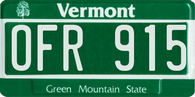 VT license plate OFR915