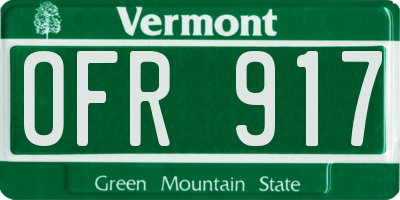 VT license plate OFR917