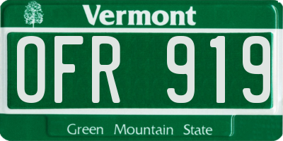 VT license plate OFR919