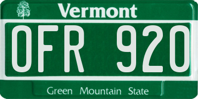 VT license plate OFR920