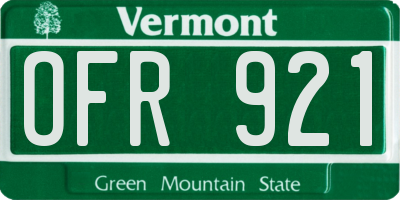 VT license plate OFR921