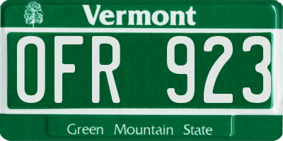 VT license plate OFR923