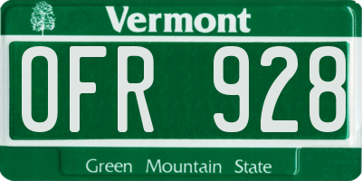 VT license plate OFR928
