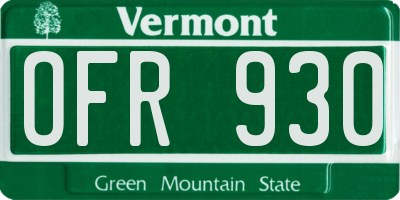 VT license plate OFR930