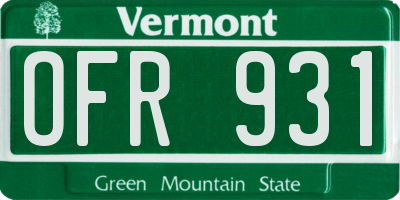 VT license plate OFR931