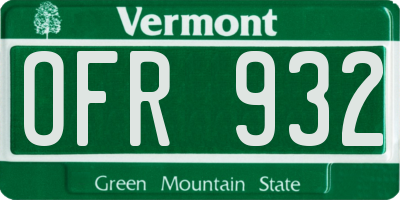 VT license plate OFR932
