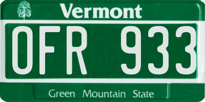 VT license plate OFR933