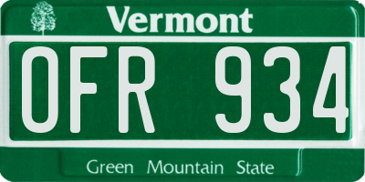 VT license plate OFR934